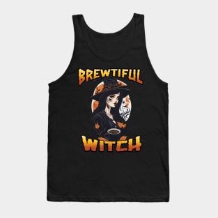 Brewtiful Witch Halloween Coffee lover Tank Top